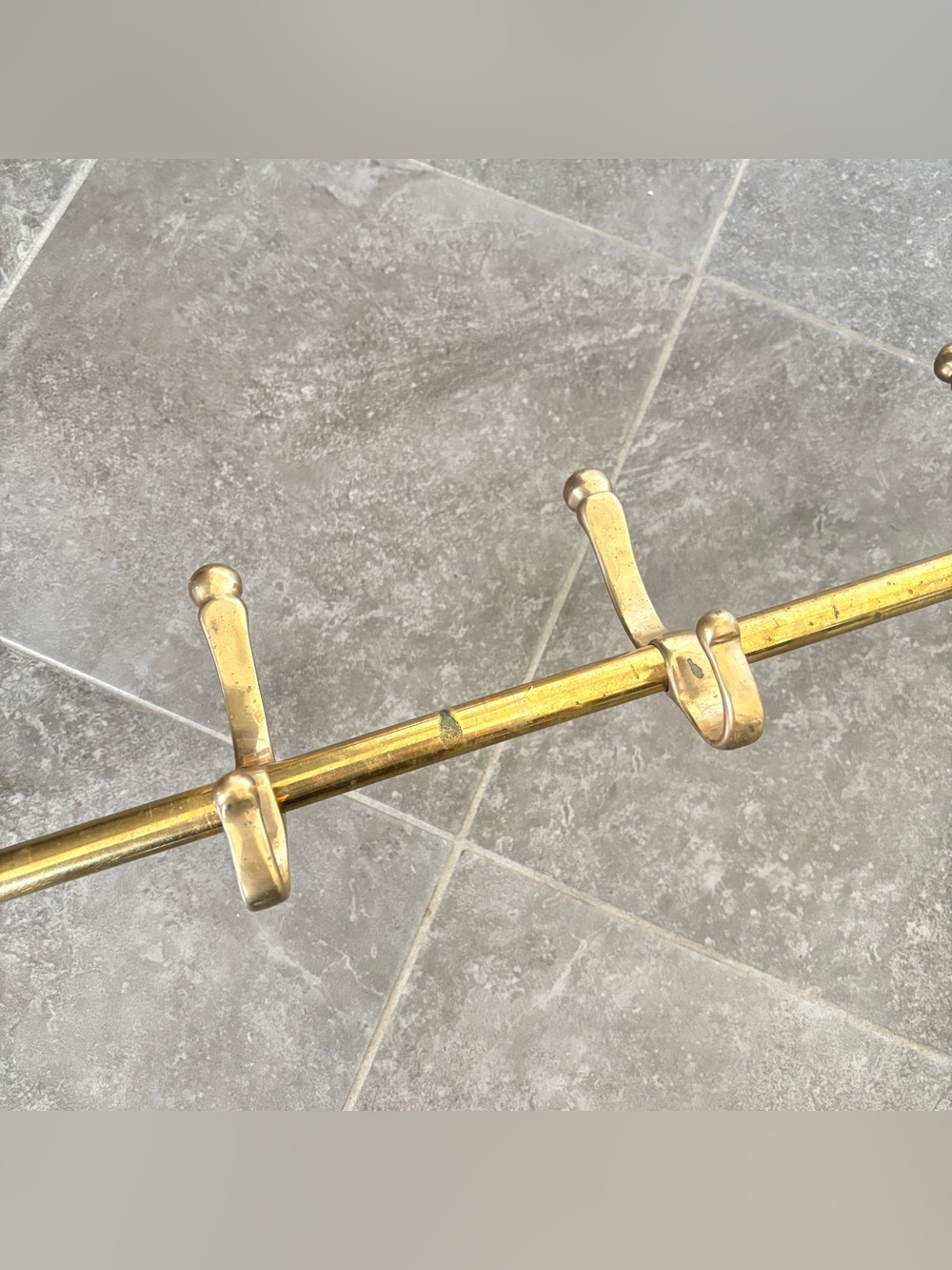 Vintage 3.5 ft Brass Horse Head Tack Rack Coat Rack, Equestrian Entryway 5 Hooks - Picture 5 of 16